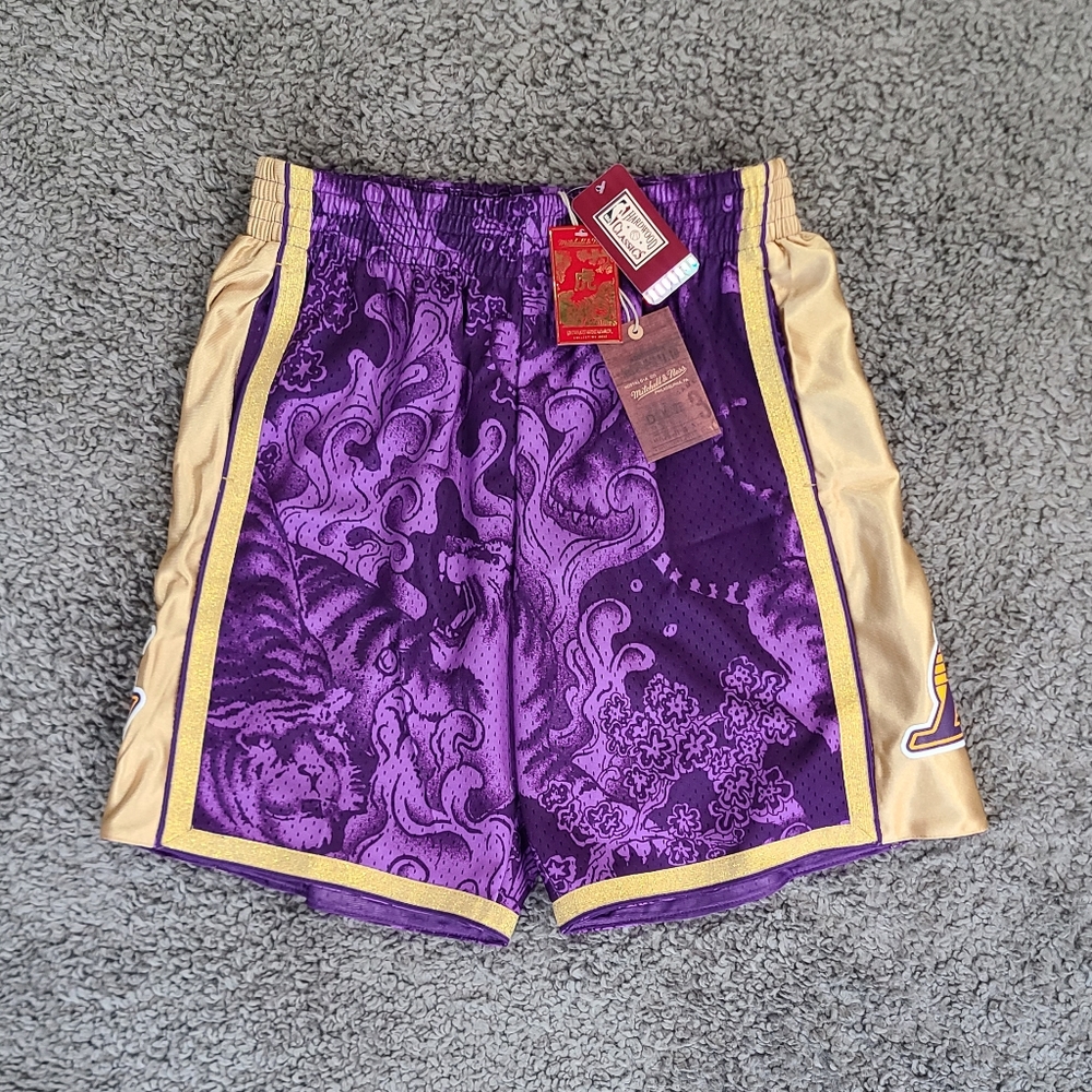 NWT Mitchell & Ness LA Lakers Hardwood Classics Lunar New Year Swingman Shorts